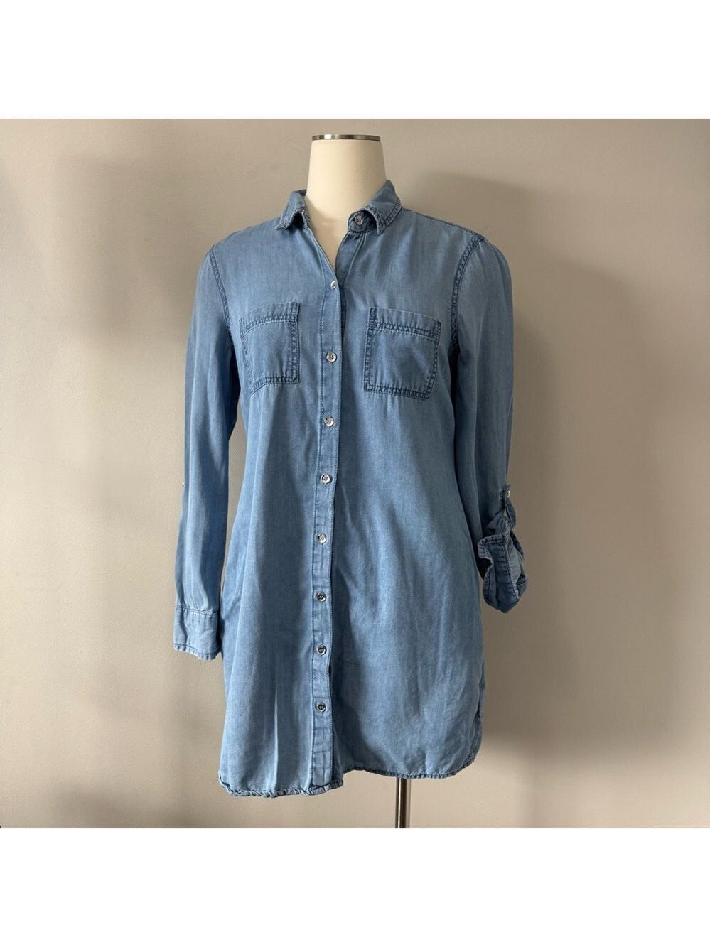 Guess Light Blue Long Sleeve Denim Dress